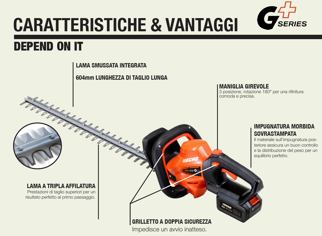 TAGLIASIEPI ECHO A BATTERIA 40 V - DHC 310 - immagine 5